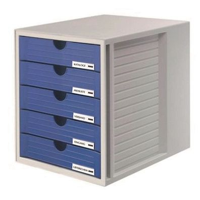 Schubladenbox HAN 1450, 5 Schubladen, grau/ blau