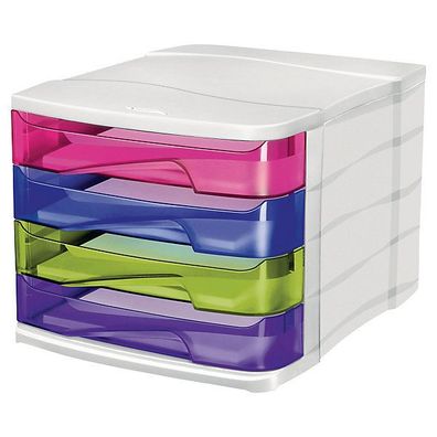 Schubladenbox CEP 212173681 Pro Happy, 4 Schubladen, transluzent farbig