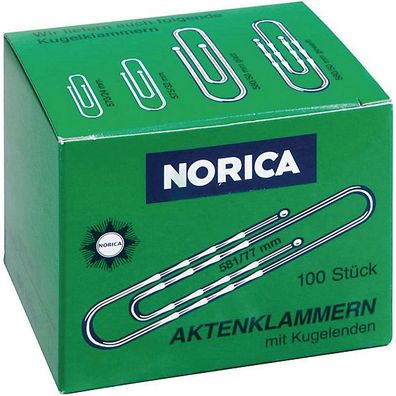 Norica Aktenklammer Norica Kugelenden silber 77mm gewellt 100 St
