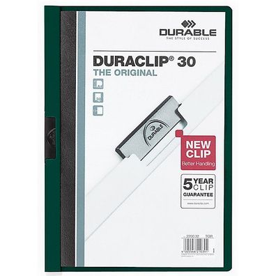 Klemmmappe Durable Duraclip 2200, A4, Fassungsvermögen: 30 Blatt, petrol