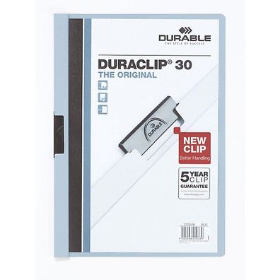 Klemmmappe Durable Duraclip 2200, A4, Fassungsvermögen: 30 Blatt, hellblau