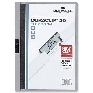 Klemmmappe Durable Duraclip 2200, A4, Fassungsvermögen: 30 Blatt, grau