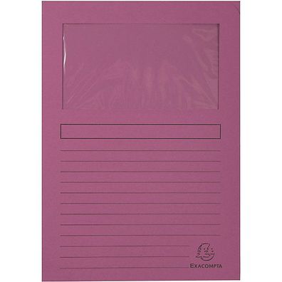 Fenstermappe Exacompta 50101E, DIN A4, Karton (RC), violett, 100 Stück