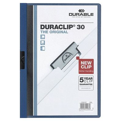 Klemmmappe Durable Duraclip 2200, A4, Fassungsvermögen: 30 Blatt, dunkelblau