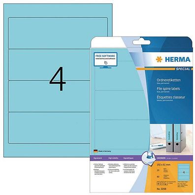 Ordner-Etiketten Herma 5098, kurz / breit, blau, 80 Stéck