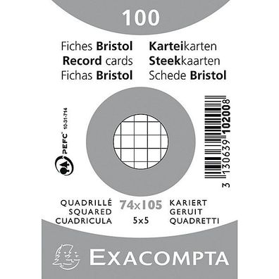 Karteikarten von Exacompta A7 kariert weiss 100 Stück