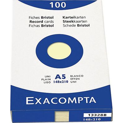 Karteikarten von Exacompta K5 A5 blanko gelb, 100 Sück