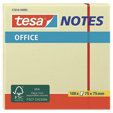 Haftnotizen Tesa 57654 Office Notes, 75x75mm, 100 Blatt, gelb