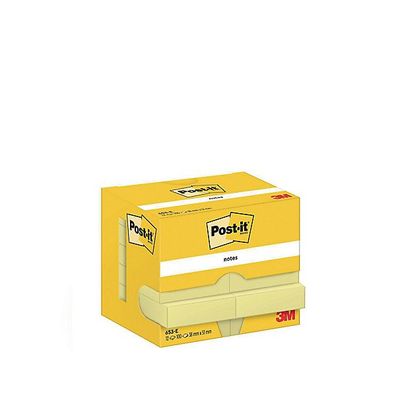 Haftnotizen Post-it 653E, 38x51mm, 100 Blatt, gelb, 12 Stück