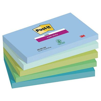 Post-it® Super Sticky Notes Oasis, 5 Blöcke à 90 Blatt, 76 mm x 127 mm