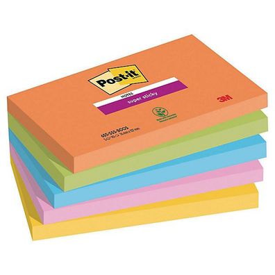 Post-it® Super Sticky Notes Boost, 5 Blöcke à 90 Blatt, 76 mm x 127 mm