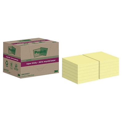 Haftnotizen 3M Post-it 622, recycelt, 76x76mm, 70 Blatt, gelb, 12 Stück