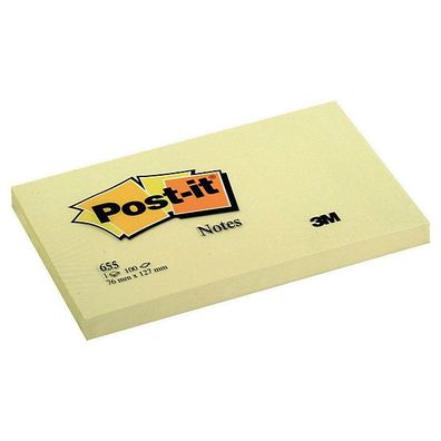 Haftnotizen Post-it 655, 76x127mm, 100 Blatt, gelb, 12 Stück