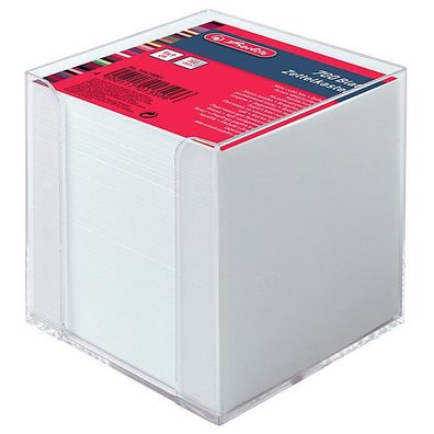 Notizzettel-Box Herlitz 10410801, mit 700 Blatt weiß, Maße: 9x9cm, transparent