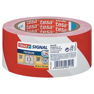 Klebeband Tesa 58131, Signalband, PVC, 50mm x 66m, rot/ weiß