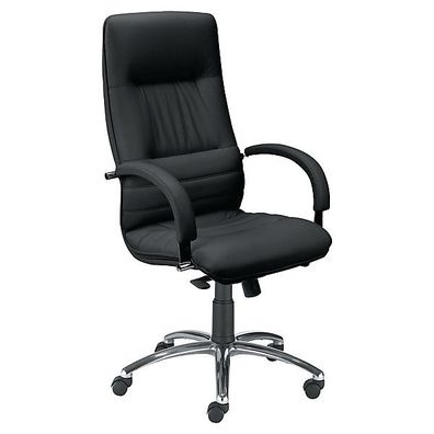 Management Sessel Optimum, hohe Rückenlehnen, Echtleder, schwarz