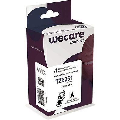 Schriftband WECARE, kompatibel mit Brother TZE-261, 36mmx8m, schwarz/ weiß