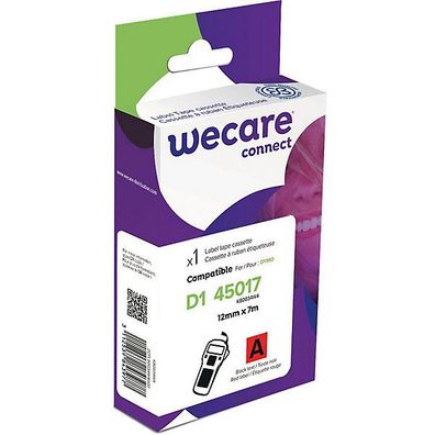 Schriftband WECARE kompatibel mit DYMO 45017, 12mmx7m, schwarz/rot