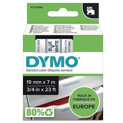 Schriftband Dymo D1 45804, Breite: 19mm, blau auf weiß