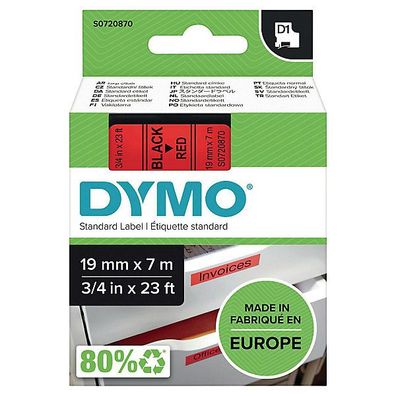 Schriftband Dymo D1 45807, Breite: 19mm, schwarz auf rot