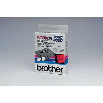 Schriftband Brother TX-451, Breite: 24mm, laminiert, schwarz auf rot