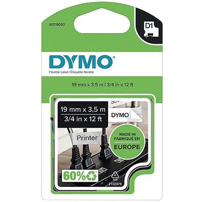 Schriftband Dymo D1 S0718050/16954, Breite: 19mm , schwarz auf weiß