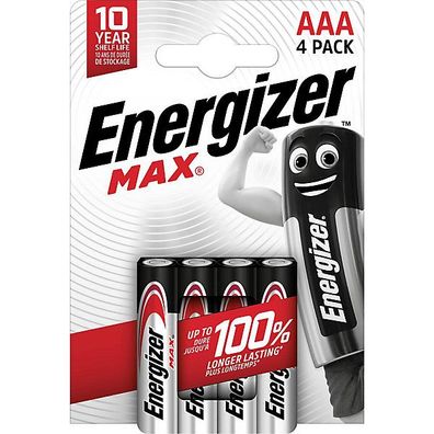 Batterie Energizer E301532000, Micro, LR03/ AAA, 1,5 Volt, MAX, 4 Stéck