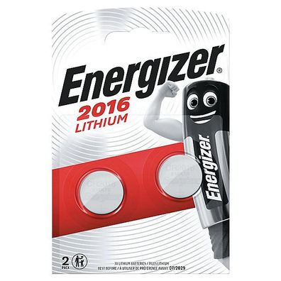 Batterie Energizer 626986, Knopfzelle, CR2016, 3 Volt, Lithium, 2 Stück