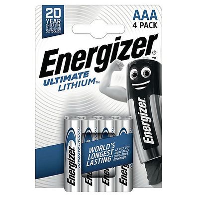 Batterie Energizer 629612, Micro, FR03/ AAA, 1,5 Volt, Ultimate Lithium, 4 Stück