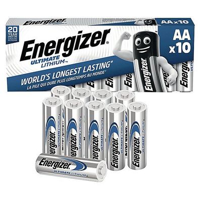 Batterie Energizer 634352, Mignon, FR06/ AA, 1,5 Volt, Ultimate Lithium, 10 Stück