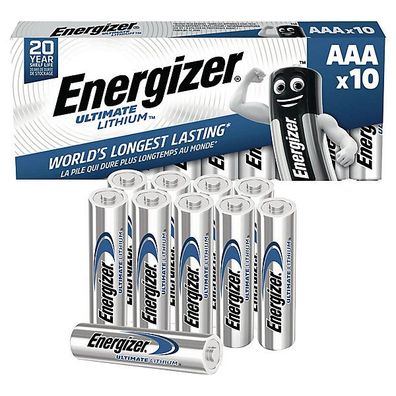 Batterie Energizer 634353, Micro, FR03/ AAA, 1,5 Volt, Ultimate Lithium, 10 Stück