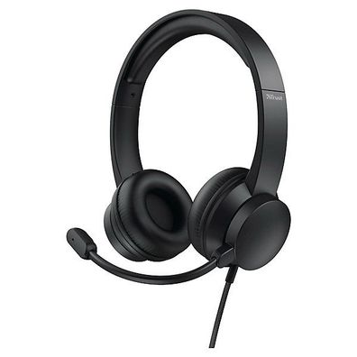On-Ear Headset, Trust, HS-200 24186, Schwarz, Mute-Taste, USB-A, 1.8m Kabellänge