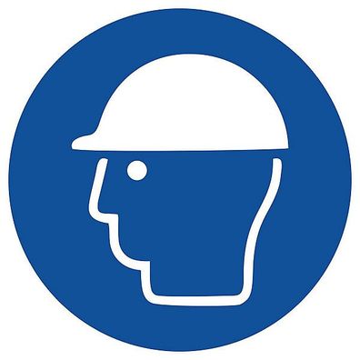 Gebotszeichen Gloria Kopfschutz, rund, Durchmesser 200mm, blau/ weiß