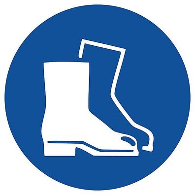 Gebotszeichen Gloria Fußschutz, rund, Durchmesser 200mm, blau/ weiß