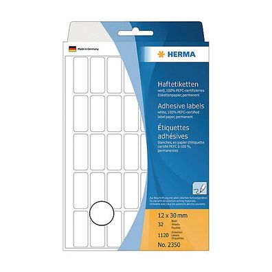 Universal-Etiketten Herma 2350, 12 x 30mm (LxB), weiß, 1120 Stück