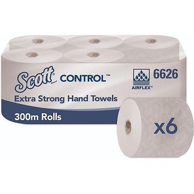 Handtuchrolle Scott 6626, Control Extra Strong, 1-lagig, 304m weiß, 6 Rollen