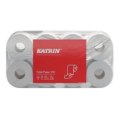 Toilettenpapier Katrin 11841 Toilet 250 ECO, 3lagig, 250 Blatt, weiß, 8 Rollen