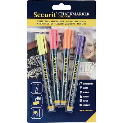 Kreidemarker BL-SMA100-V4-TRO, Normal, 1-2mm, gelb/ pink/ orange/ lila, 4 Stück