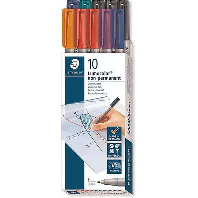 Staedtler OH-Stift Lumocolor 316 B10, non-perm., F / 0,6 mm, 6farb., 10 Stück