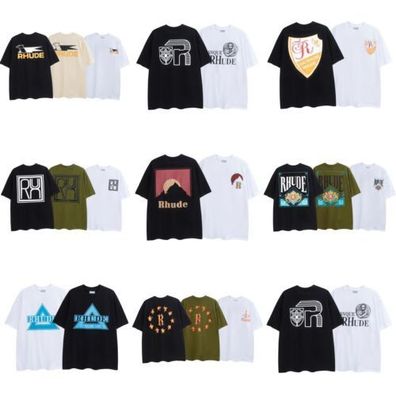 Fur 23/ SS RHUDE Sommer-Kurzarm-Herren-T-Shirt mit nautischem Slogan-Aufdruck