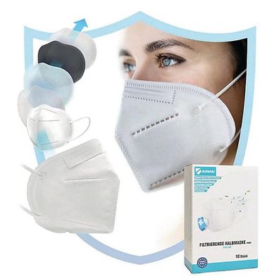 Atemschutzmaske Virshields VS005, FFP2, ohne Ventil, einzeln verpackt, 10 St