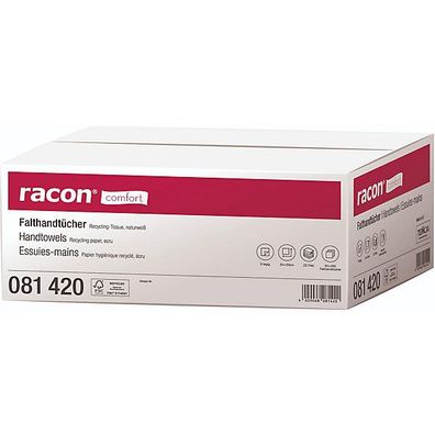 Falthandtücher Racon comfort 81420, 24x23cm, ZZ-Falz, 2-lagig, weiß, 4000 Stück
