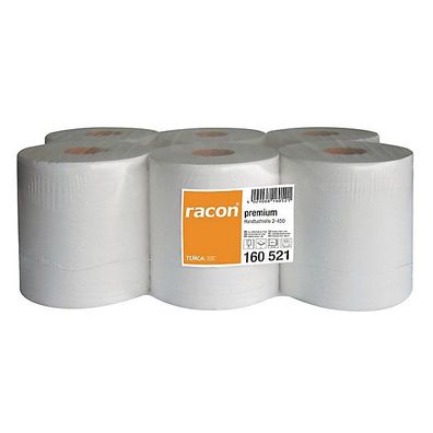 Handtuchrollen Racon 160521, 2-lagig, 36 x 20 cm, 450 Blatt, hochweiß, 6 Stéck