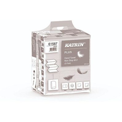 Falthandtücher Katrin 61587, 2-lag., Z-Falz, 24x24cm, 160 Blatt, weiß, 15 Stück