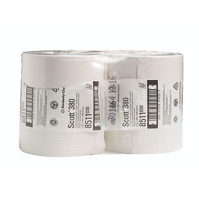 Toilettenpapier Scott 8511, Jumbo Rolle, 2-lagig, 380m, weiß, 6 Stéck