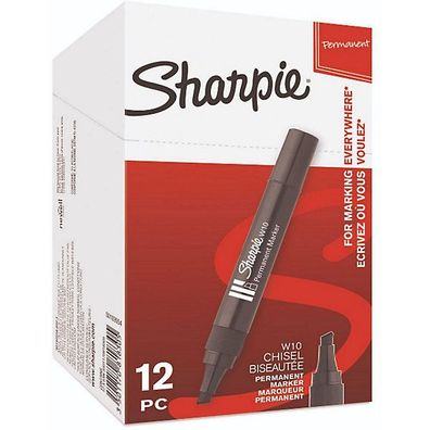 Sharpie Permanentmarker W10 S0192654, Keilspitze, 1,5-5mm, schwarz. 12 Stück