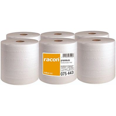 Papierhandtuchrolle Temca Racon 75443, 2-lagig, 20 cm x 140 m, hochweiß, 6 Stück