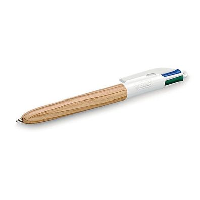 Kugelschreiber BIC 508964, im Holzstil, 4 Farben, mittlere Spitze 1,0 mm, rund