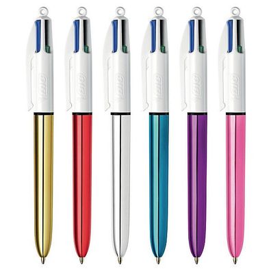 BIC Kugelschreiber 964775, Shine, 4 Farben, 1,0 mm (M), sortiert, 12 Stück
