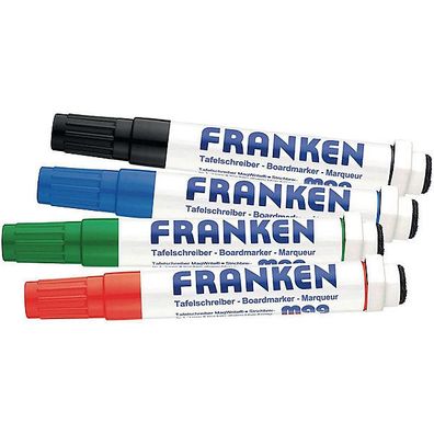 Boardmarker Franken Z1703, Rundspitze, Strichstärke: 1-3mm, fbg sort., 4er Etui